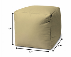 17  Cool Creamy Yellow Beige Solid Color Indoor Outdoor Pouf Cover