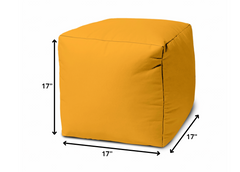 17  Cool Golden Yellow Solid Color Indoor Outdoor Pouf Cover