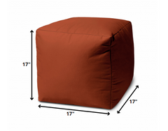17  Cool Dark Amber Rust Solid Color Indoor Outdoor Pouf Cover
