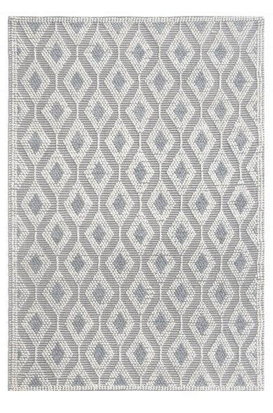 9" x 13" Ivory Gray Diamond Trellis Modern Area Rug