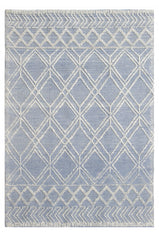 8" x 11" Blue Ivory Tribal Geometric Pattern Area Rug