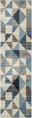2" x 8" Blue Beige Nested Diamonds Modern Runner Rug