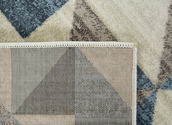 5" x 8" Blue Beige Nested Diamonds Modern Area Rug