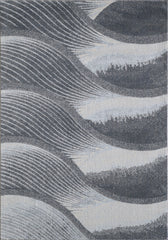 3" x 5" Gray Blue Abstract Waves Modern Area Rug