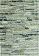 9" x 13" Blue Ivory Abstract Striped Area Rug