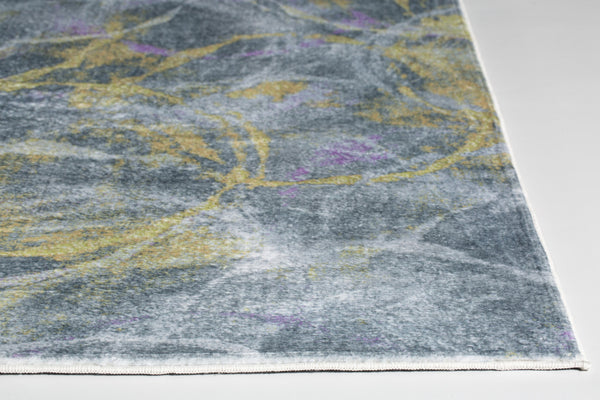 5" x 8" Gray Gold Abstract Rings Area Rug