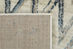 3" x 5" Beige Blue Distressed Chevron Area Rug