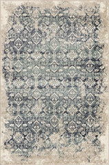 2" x 8" Beige Blue Distressed Diamonds Runner Rug