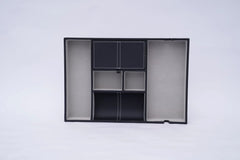 Stylish Black and Gray Faux Leather Storage Compartment Tray