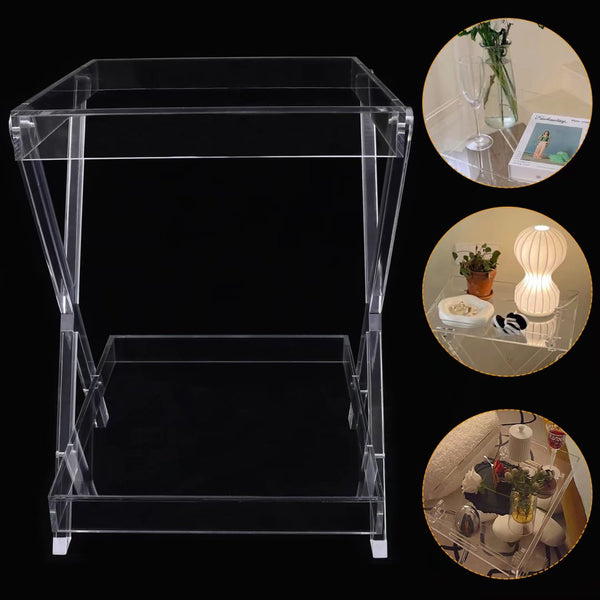 Fancy Glam Clear Acrylic Two Tier Accent Table