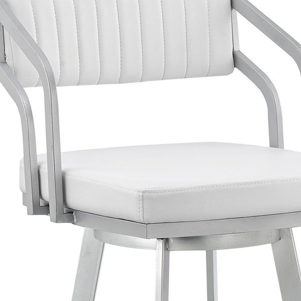 26" Timeless White Faux  Leather Bar Stool