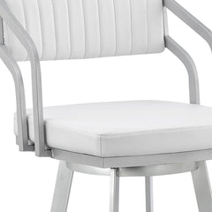 26" Timeless White Faux  Leather Bar Stool