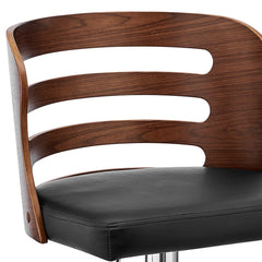 Black Upholstered Chrome Base Adjustable Swivel Bar Stool