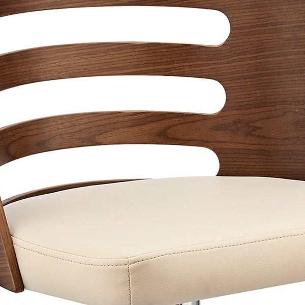 Cream Upholstered Chrome Base Adjustable Swivel Bar Stool