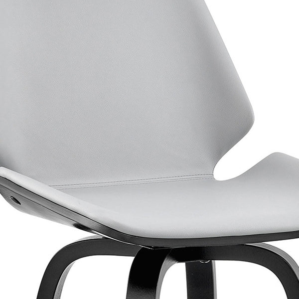 26" Gray Faux Leather Swivel Seat Wooden Bar Stool