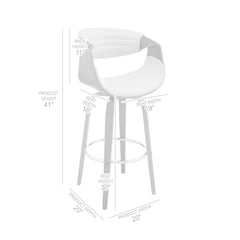 30" Grey Faux Leather and Black Wood Retro Chic Bar Stool