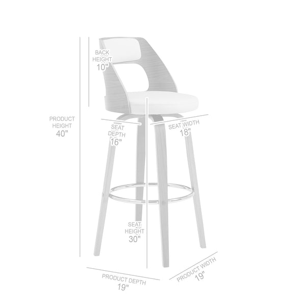 30" Retro Mod Cream Faux Leather and Walnut Swivel Counter Stool