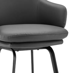 30" Gray Faux Leather and Black Metal Swivel Bar Stool