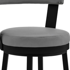 26" Chic Grey Faux Leather with Black Finish Swivel Bar Stool