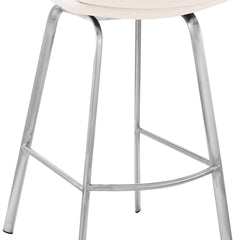 30" Elegant Grey Faux Leather Bar Stool with Stainless Steel Frame