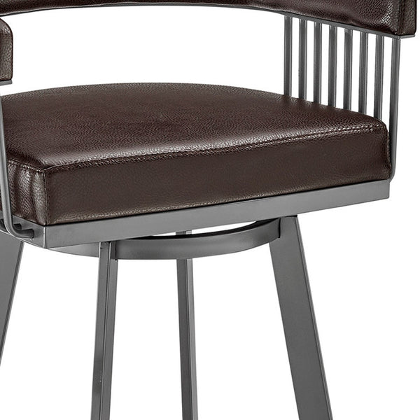26" Mod Chocolate Faux Leather Java Brown Finish Swivel Bar Stool
