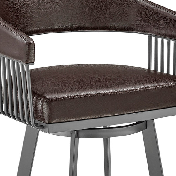30" Mod Chocolate Faux Leather Java Brown Finish Swivel Bar Stool
