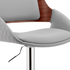 Grey Faux Leather Adjustable Chrome Swivel Bar Stool