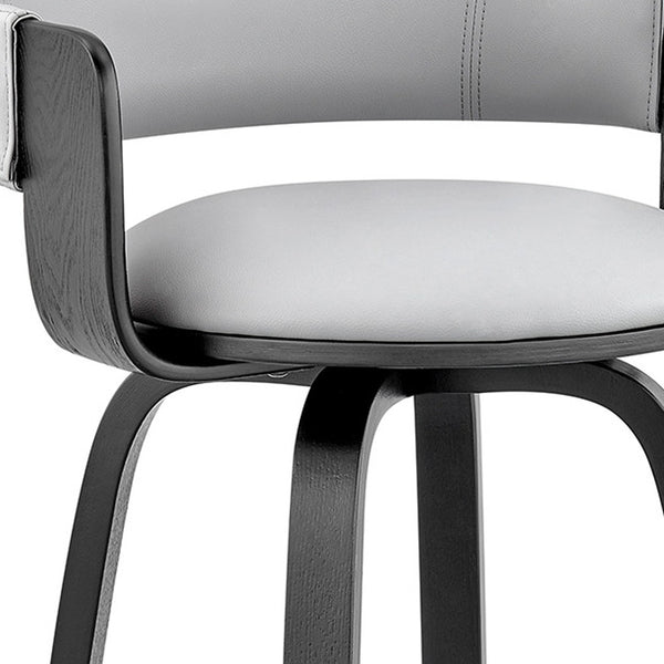 26" Rich Grey Faux Leather Walnut Wood Bar Stool