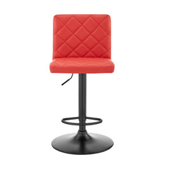 Red Faux Leather Swivel Adjustable Bar Stool