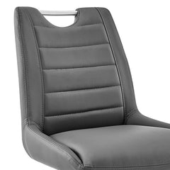 30" Grey Faux Leather and Brushed Stainless Steel Bar Stool