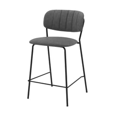 26" Mod Grey Faux Leather Bar Stool with Black Metal Frame