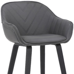 30" Grey Faux Leather Bar Stool with Wooden Frame