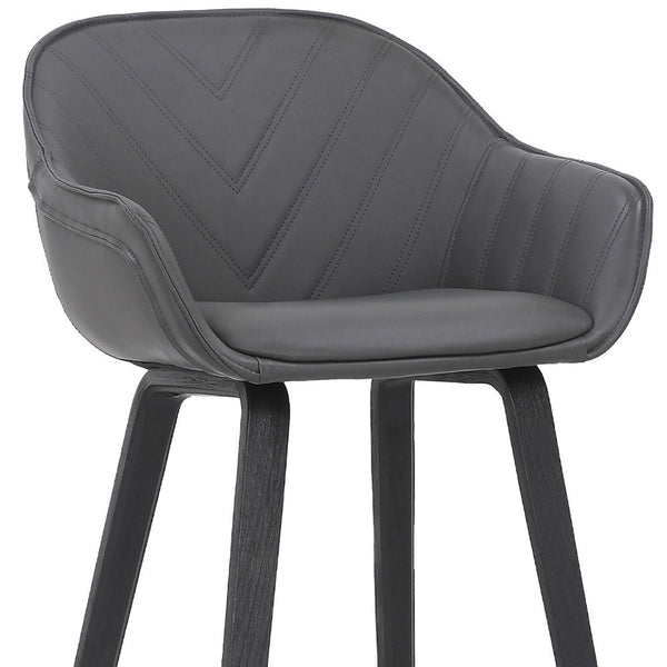 Gray Textured Faux Leather Modern Bar Stool