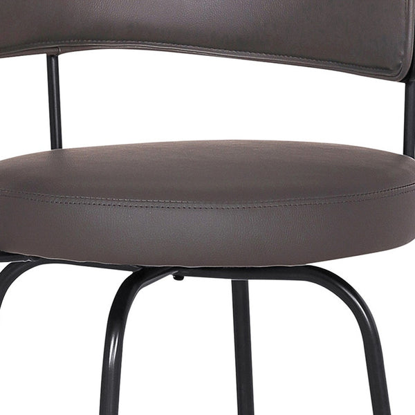 26" Gray Faux Leather Modern Swivel Bar Stool