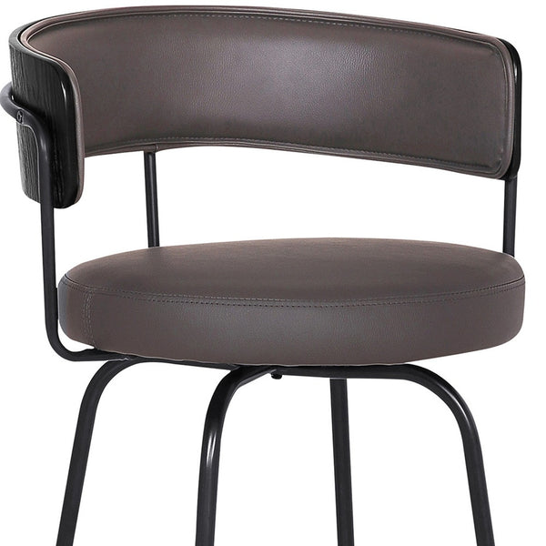 26" Gray Faux Leather Modern Swivel Bar Stool