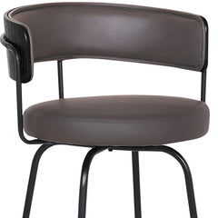 26" Gray Faux Leather Modern Swivel Bar Stool