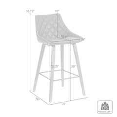 26" Brown Tufted Velvet Upholstered Bar Stool