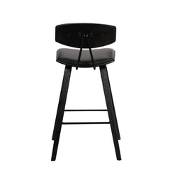 26” Black Faux Leather Mid Century Modern Bar Stool
