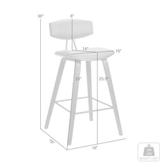 26" Cream Faux Leather Mid Century Modern Bar Stool