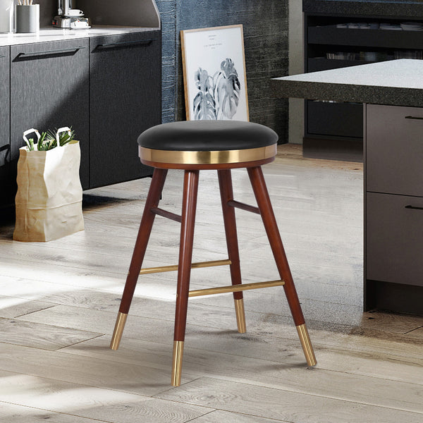 26" Grey Faux Leather Backless Counter Stool