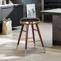 26" Grey Faux Leather Backless Counter Stool