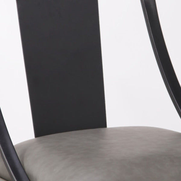 30" Gray Faux Leather and Metal Square Seat Swivel Bar Stool