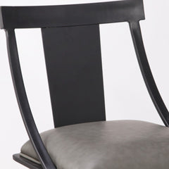 30" Gray Faux Leather and Metal Square Seat Swivel Bar Stool