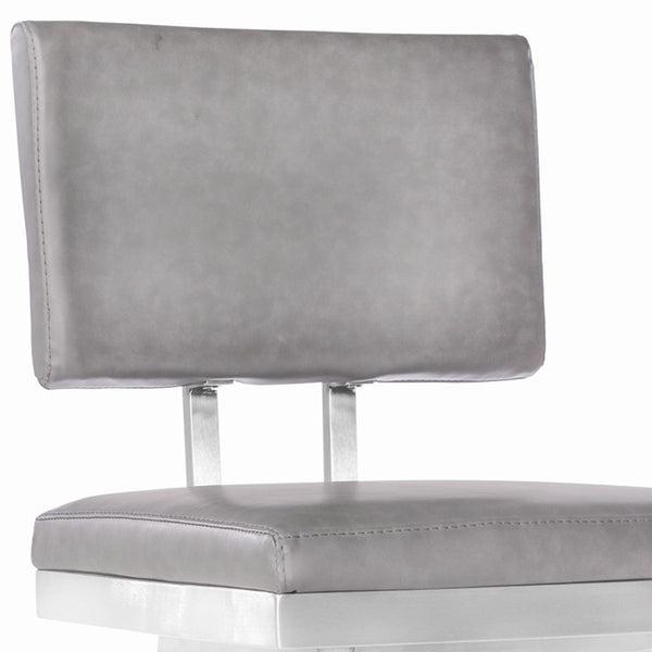 30" Vintage Gray on Stainless Faux Leather Rectangular Swivel Armless Barstool
