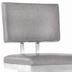 30" Vintage Gray on Stainless Faux Leather Rectangular Swivel Armless Barstool