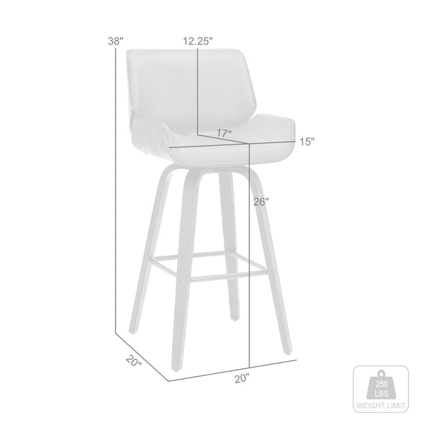 26" Brown Faux Leather Wooden Base Bar Stool