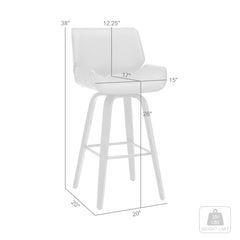 26" Brown Faux Leather Wooden Base Bar Stool