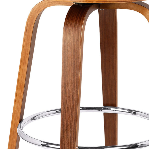 26" Cream Faux Leather Backless Modern Swivel Bar