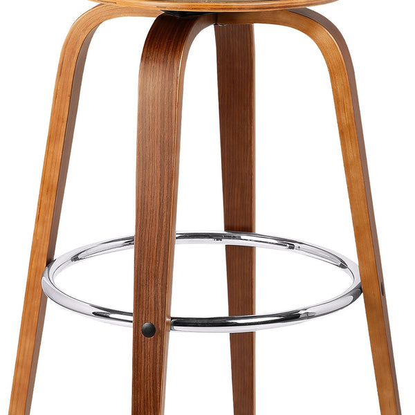 26" Cream Faux Leather Backless Modern Swivel Bar