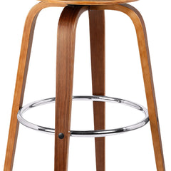 26" Cream Faux Leather Backless Modern Swivel Bar